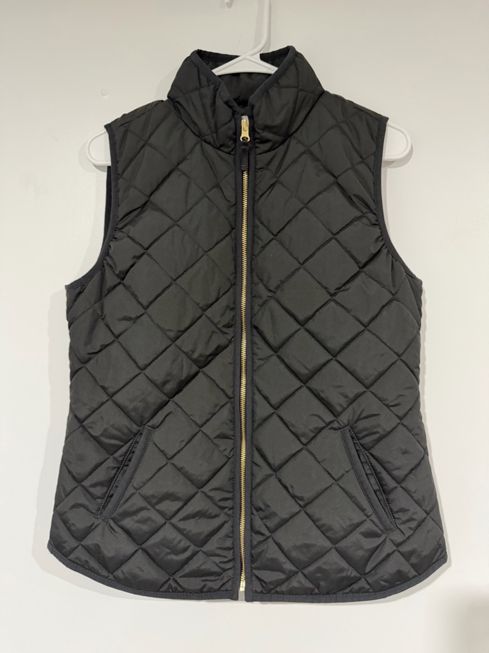 Old Navy Black Quilted Zip-Front Vest with Gold Zipper